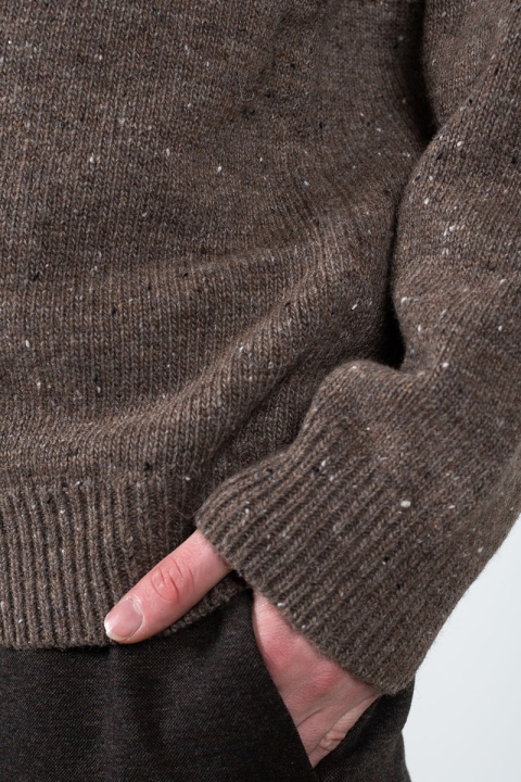 Clean Cut Copenhagen Tim O Neck Knit Brown Mix