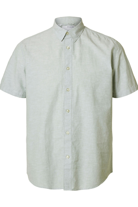 Selected Regular Sun Linen Shirt SS Iceberg Green / White