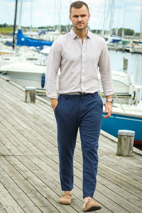 Selected Brody Linen Pants Dark Sapphire