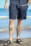 ONLY & SONS Tel Viscose Linen Shorts Dark Navy