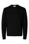 Selected Tray LS Merino Knit Crew Neck Black