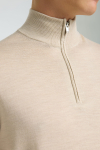 Selected Tray Merino Knit Half Zip Oatmeal