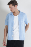 Solid Allan Cuba Linen Shirt Chambray Blue