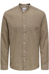 ONLY & SONS Caiden LS Linen Mao Shirt Fossil