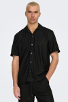 ONLY & SONS Kari Relaxed Plizze Resort SS Shirt Black