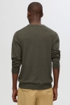 Selected Tray LS Merino Knit Crew Neck Forest Night