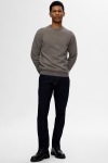 Selected Ross Knit Structure Crew Neck Asphalt