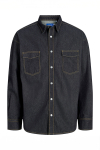 Jack & Jones Austin Wide Fit Denim Shirt LS Dark Denim