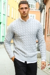 ONLY & SONS Kicker Cable Knit Crew Neck Light Grey Melange