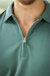 Selected Fave Zip Polo SS Agave Green