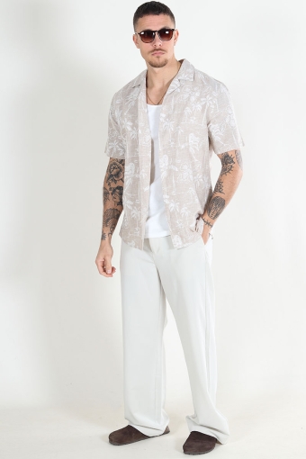 Caiden SS Regular Hawaii Linen Shirt Chinchilla