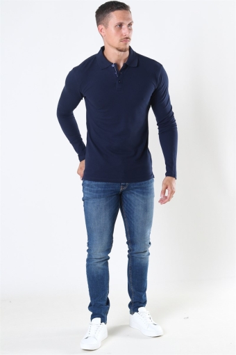 Muscle Fit Polo LS Blue Navy