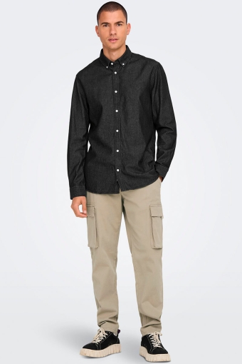 DAY REG DOWN CHAMBRAY LS SHIRT Black Denim