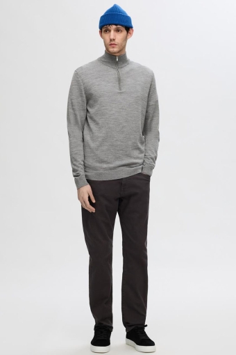 Tray LS Merino Knit Half Zip Medium Grey Melange