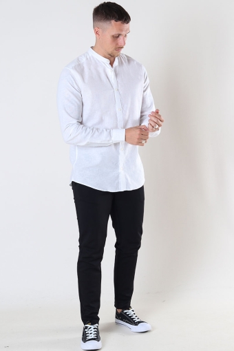 ONSCAIDEN LS SOLID LINEN MAO SHIRT NOOS White