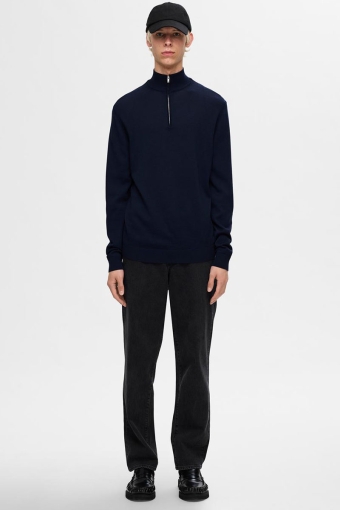 Tray LS Merino Knit Half Zip Navy Blazer