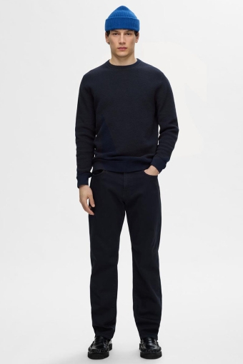 Ross Knit Structure Crew Neck Dark Sapphire