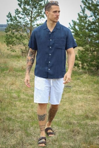 Allan Cuba Linen Shirt Insignia Blue