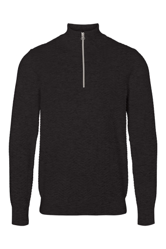 Carlo Cotton half zip knit Charcoal Mix