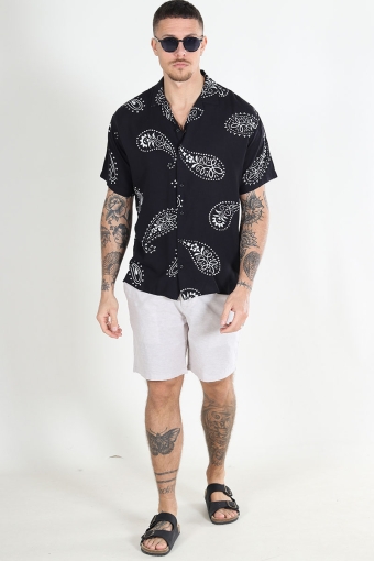 Jeff Abstract Print Resort Shirt SS Black