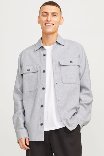 Raymond Melange Solid LS Overshirt Light Grey Melange