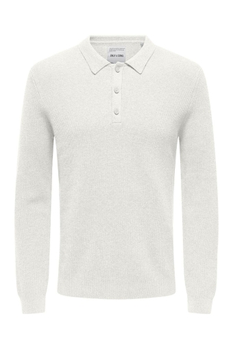 Phil Rib LS Polo Knit Cloud Dancer