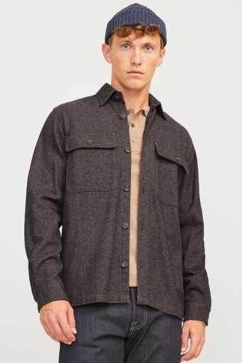 Raymond Melange Solid LS Overshirt Slate Black