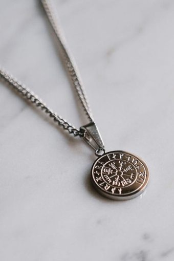 Minimal Vegvisir Halskjede Sølvtonet