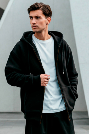 Charge Zip Sweat Loose Fit Black