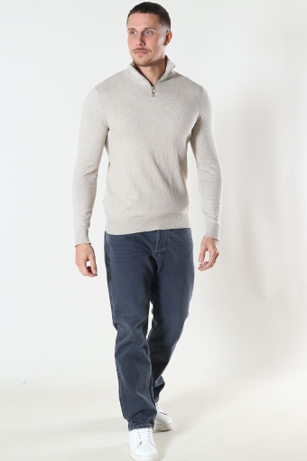 JJEEMIL KNIT HALF ZIP NOOS Oatmeal