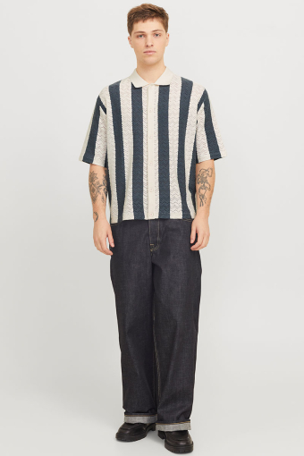 Tyler Knit SS Polo Sea Salt Stripe