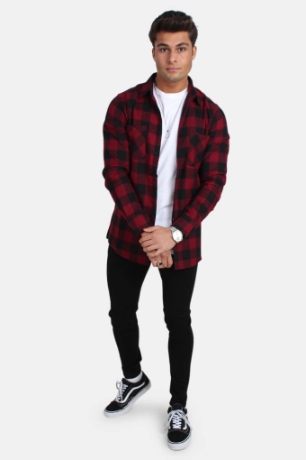 Checked Flanell Skjorte Black/Burgundy